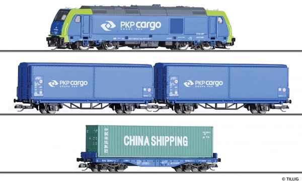 Tillig 01400 Einsteiger-Set Güterzug der PKP mit Bettungsgleis (Neuheit 2020)